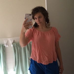 altar’d state pink top lace embroidered sleeves